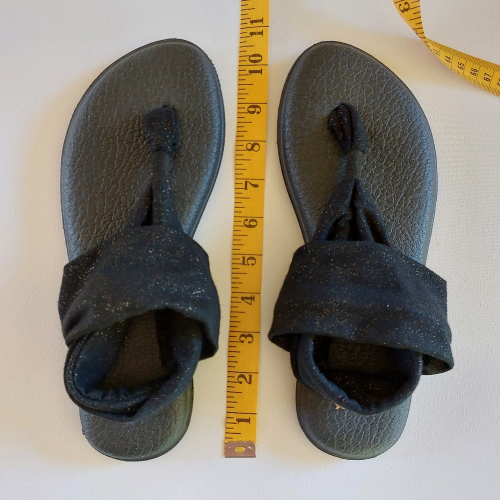 Sanuk yoga sling sandals flipflop black sparkle
